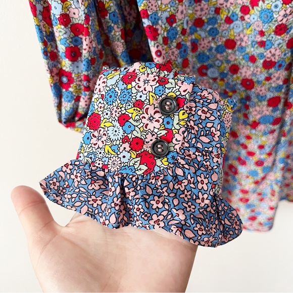 Boden Frilly Printed Popover 1/2 Button Front Blouse Size 14 NEW Blue Floral - Picture 10 of 10